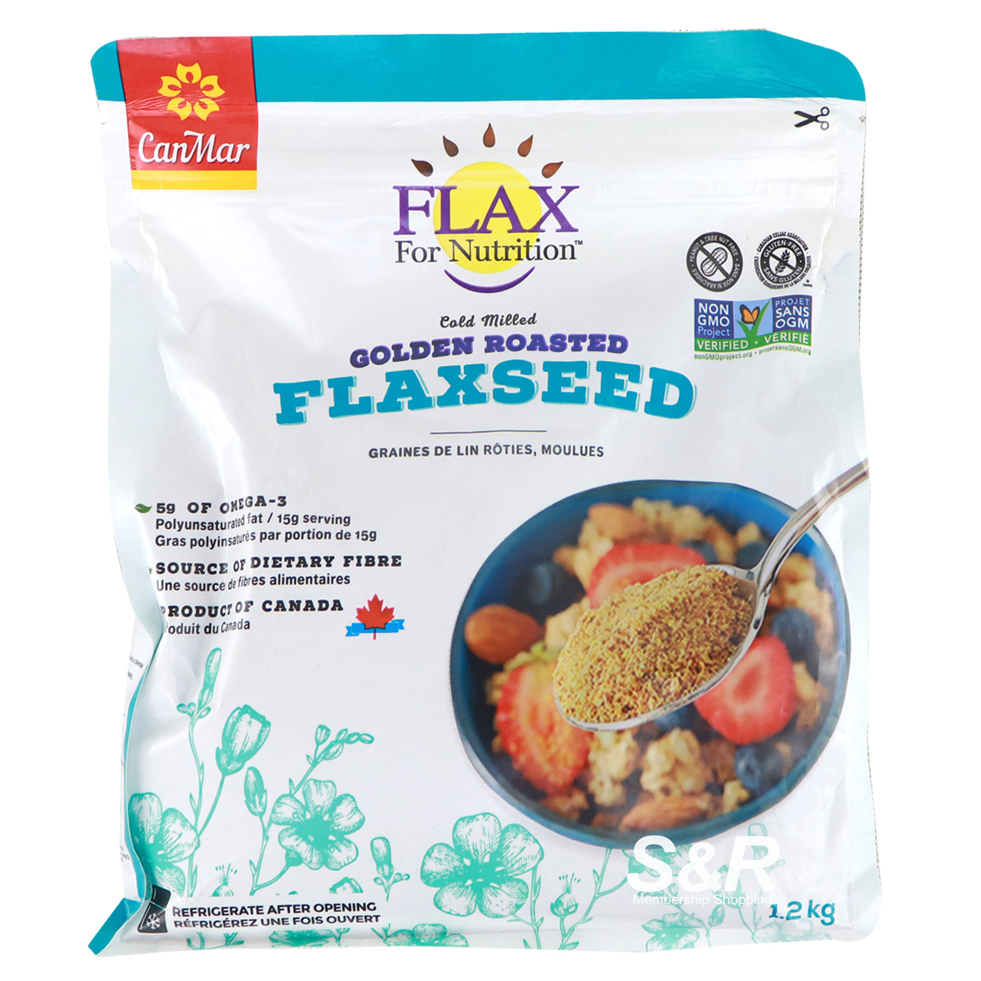 CanMar Flax for Nutrition Cold Milled Golden Roasted Flax Seed 1.2kg CanMar Flax for Nutrition Cold Milled Golden Roasted Flax Seed 1.2kg